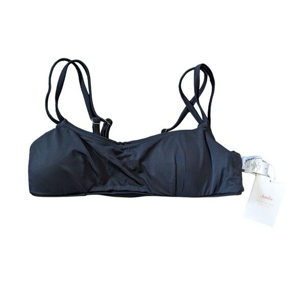 Andie Swim The Rockaway Top Black Eco Nylon Size Small - Picture 2 of 6